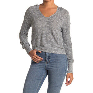 Abound X Nordstorm Marled Knit Hoodie Sweater In Black Marl Size S Made In USA
